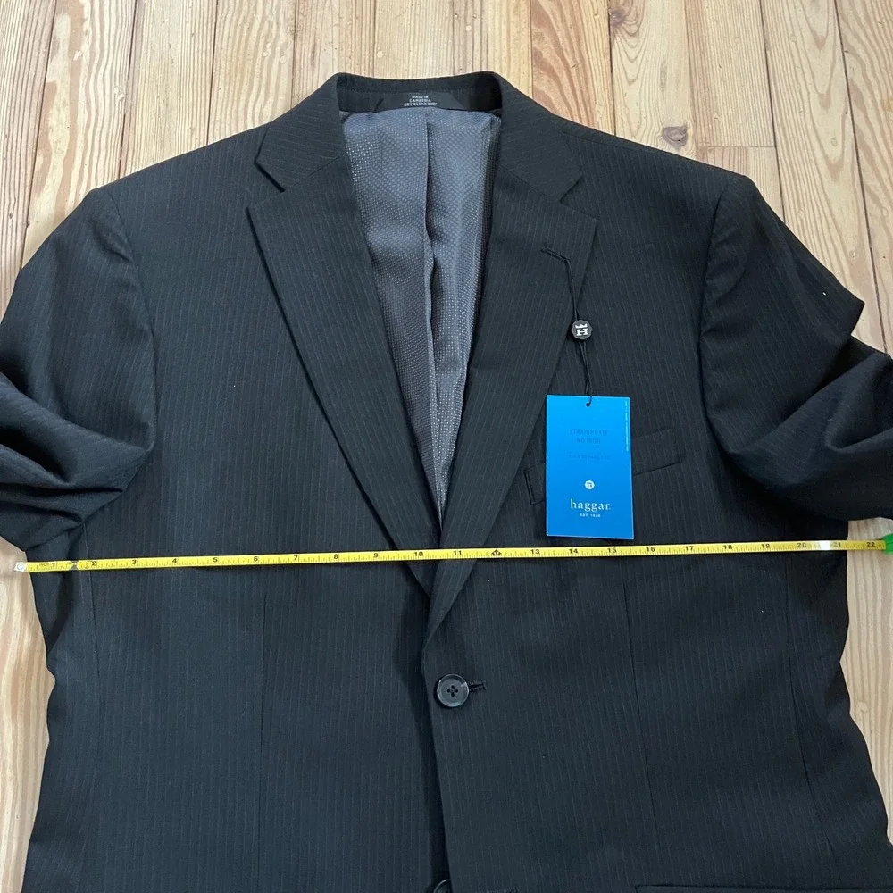NWT Haggar Mens Black Pinstripe Suit‎ Separate Blazer 40 Regular Preppy Business